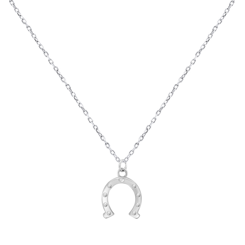 Brilio Silver Stříbrný náhrdelník pro štěstí Podkova NCL66W (řetízek, přívěsek)