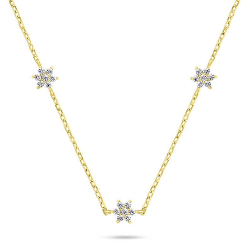 Brilio Silver Půvabný pozlacený náhrdelník se zirkony NCL109Y