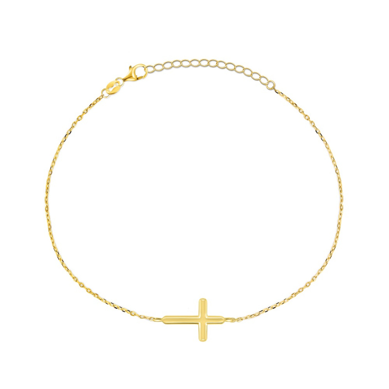 Brilio Silver Slušivý pozlacený náramek s křížkem BRC128Y