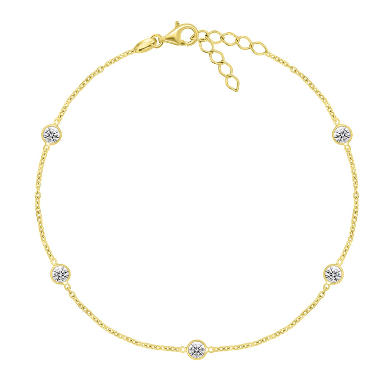 Brilio Silver Něžný pozlacený náramek na nohu se zirkony ANK106Y