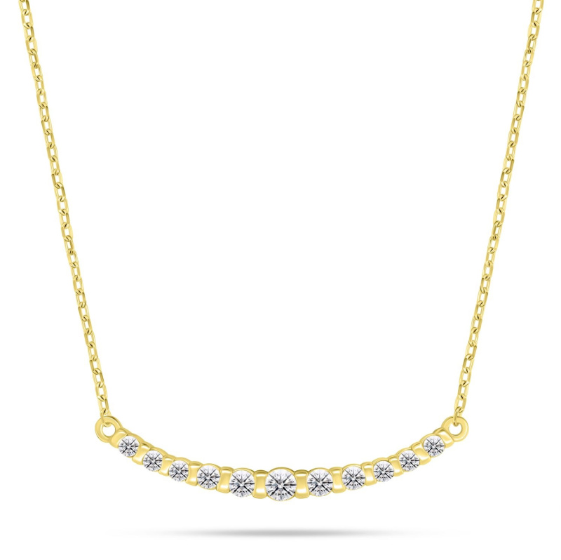 Brilio Silver Elegantní pozlacený náhrdelník s čirými zirkony NCL159Y