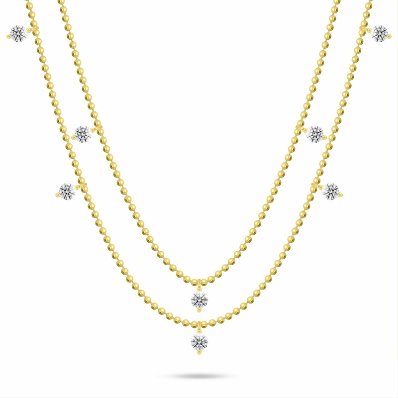 Brilio Silver Dvojitý kuličkový náhrdelník s kubickými zirkony NCL187Y