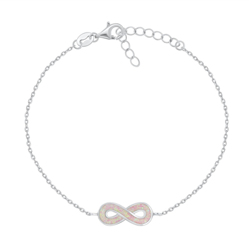 Brilio Silver Stříbrný náramek s růžovým opálem Nekonečno BRC208WP