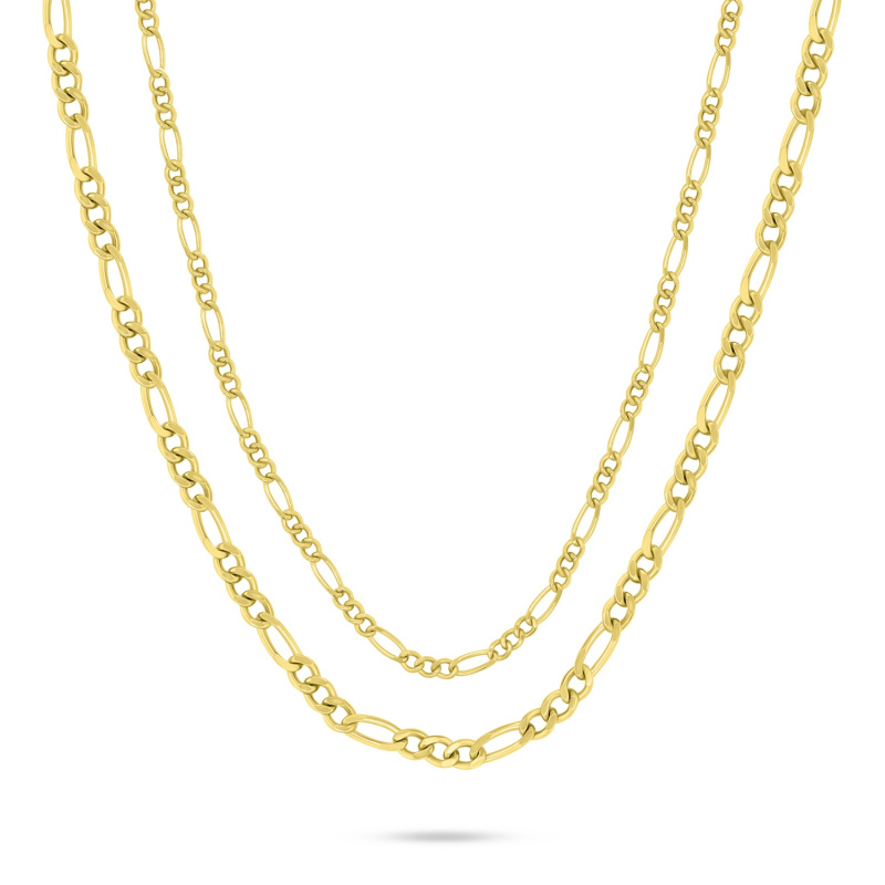 Brilio Silver Dvojitý pozlacený náhrdelník Figaro NCL196Y