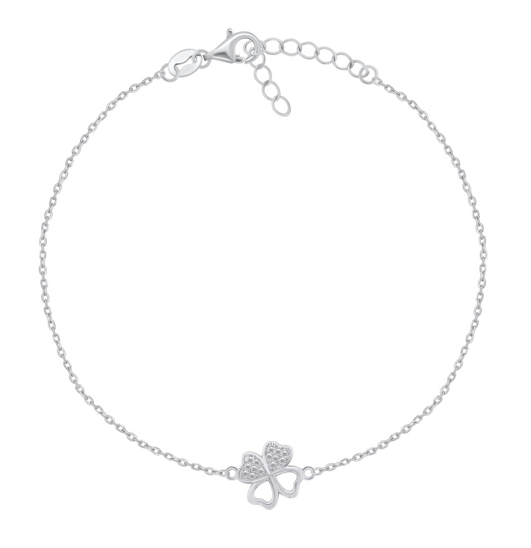 Brilio Silver Stříbrný náramek na nohu se čtyřlístkem ANK108W