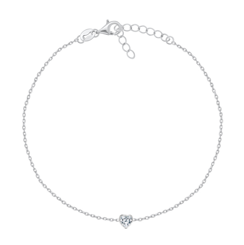 Brilio Silver Stříbrný náramek na nohu se srdíčkem ANK113W