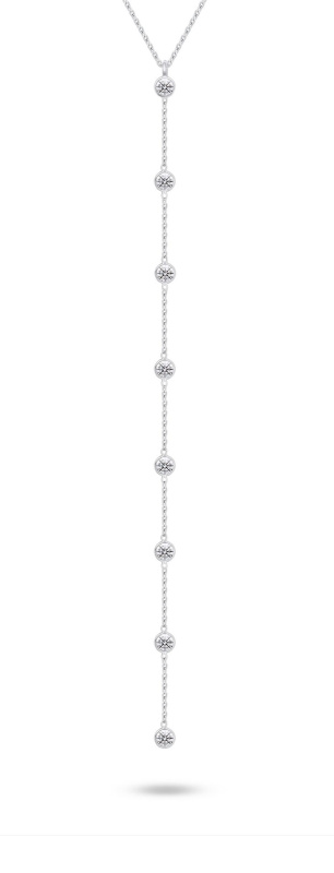 Brilio Silver Dlouhý stříbrný náhrdelník s kubickými zirkony NCL200W