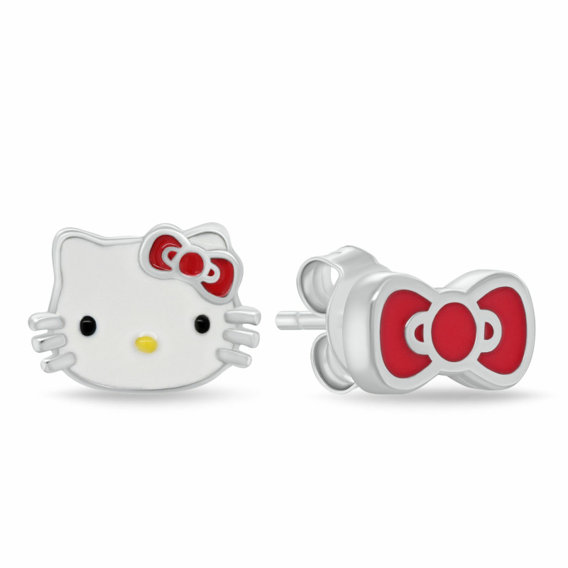 Brilio Silver Asymetrické stříbrné náušnice Hello Kitty EA1211W