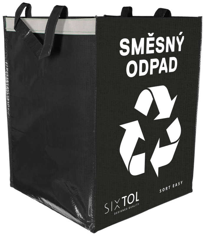 Sixtol Sort Easy - taška na tříděný odpad - směsný odpad, 300 x 300 x 400 mm, 36 l