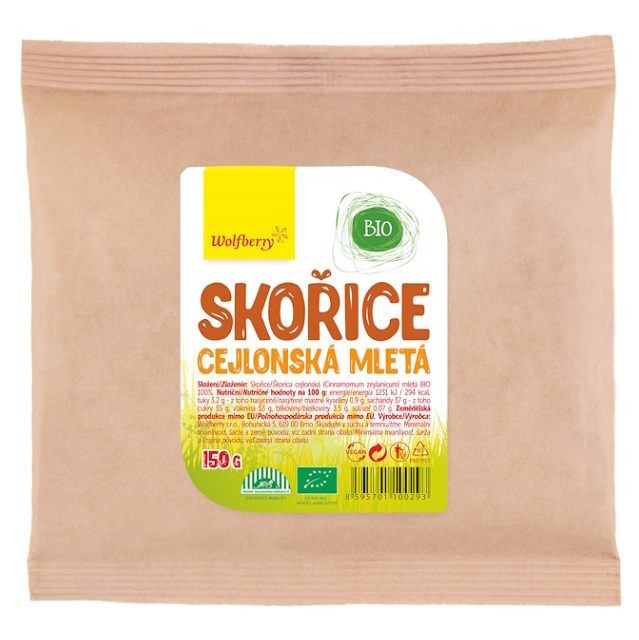 WOLFBERRY Skořice cejlonská mletá BIO 150 g