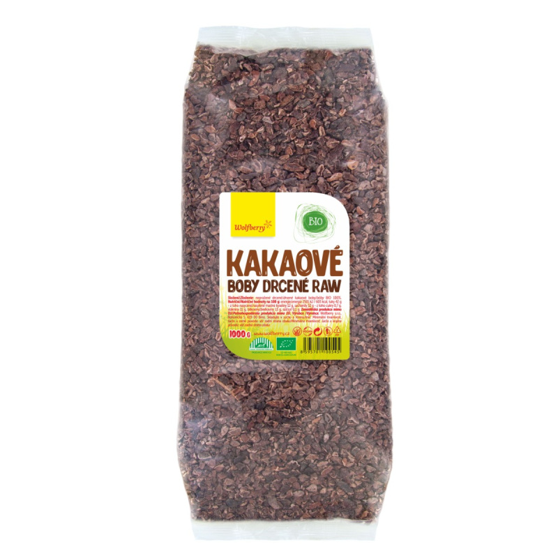 Wolfberry Kakaové boby drcené RAW BIO 1000 g