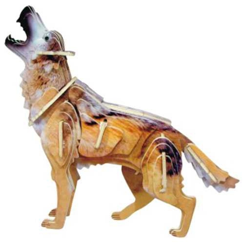 Dřevěné 3D puzzle vlk barevný – WOODCRAFT