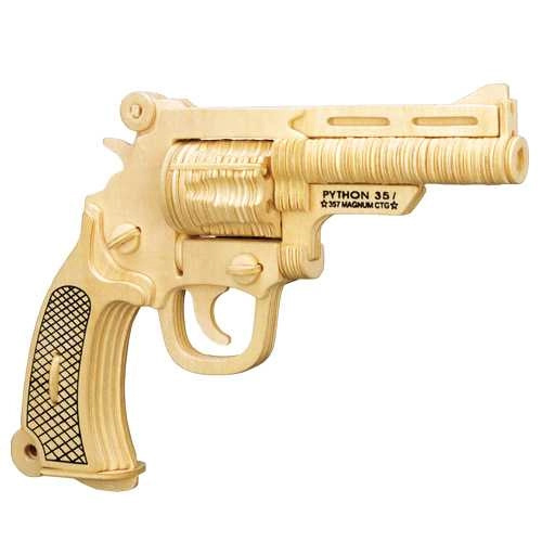 Woodcraft dřevěné 3D puzzle pistole S&W, 106 dílků