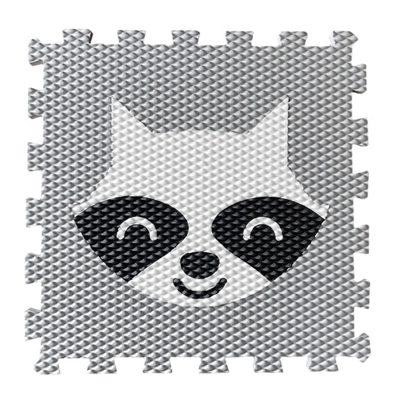 Pěnová puzzle podložka pro děti s mývalem – světle šedá