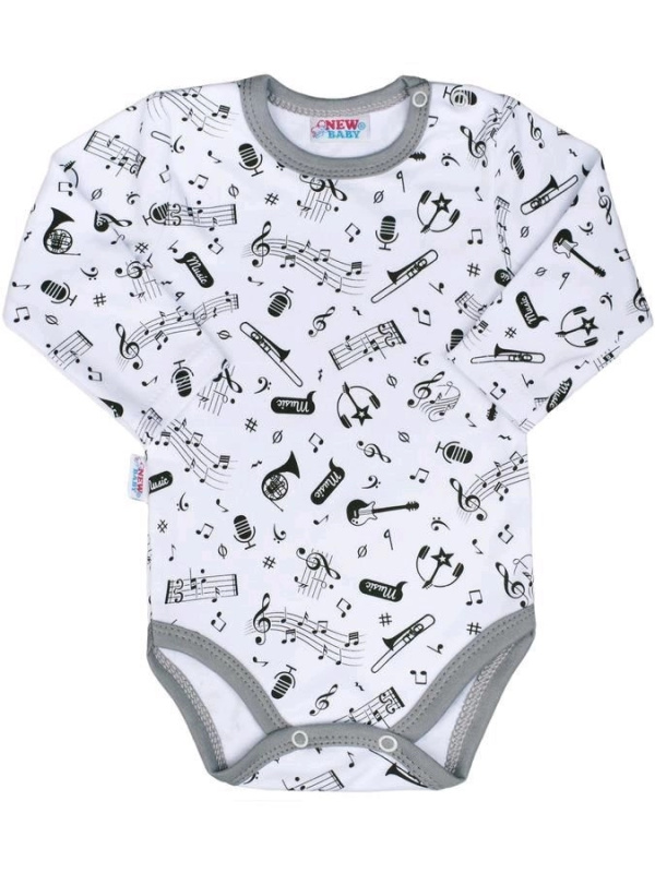 New Baby Music kojenecké bavlněné body s dlouhým rukávem