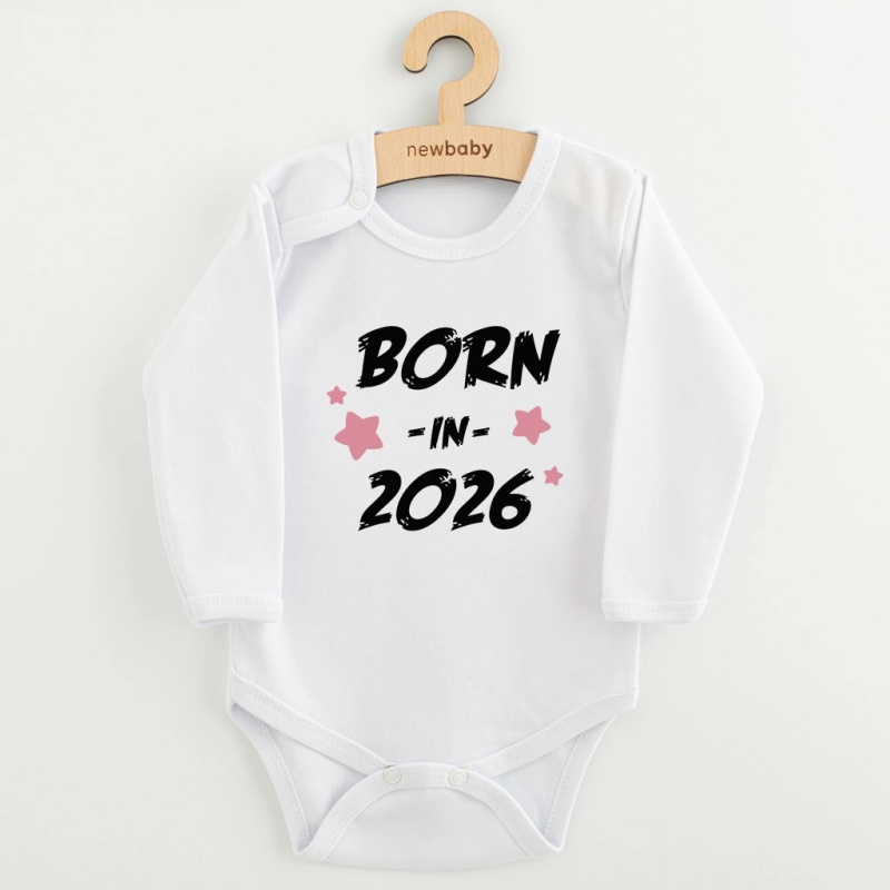 Dětské body s potiskem New Baby Born in 2026, růžové