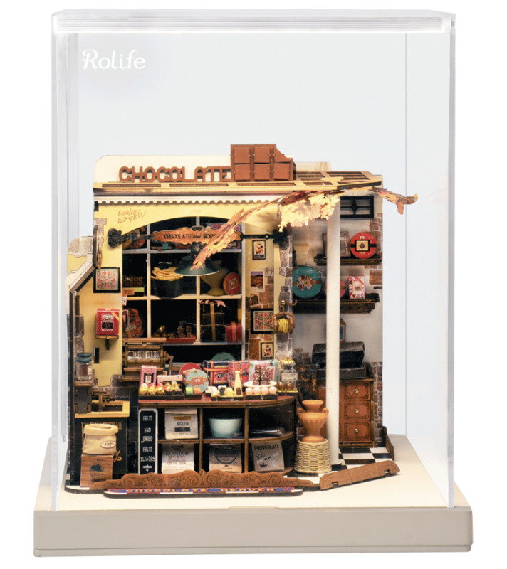 RoboTime 3D Miniatura domečku Henryho čokoládovna s vitrínou