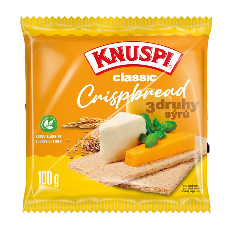 Knuspi Crispbread 3 druhy sýrů křehký plátek