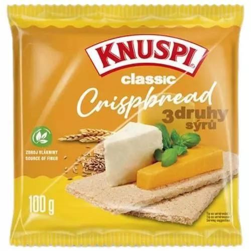 Knuspi Crispbread 3 druhy sýrů křehký plátek