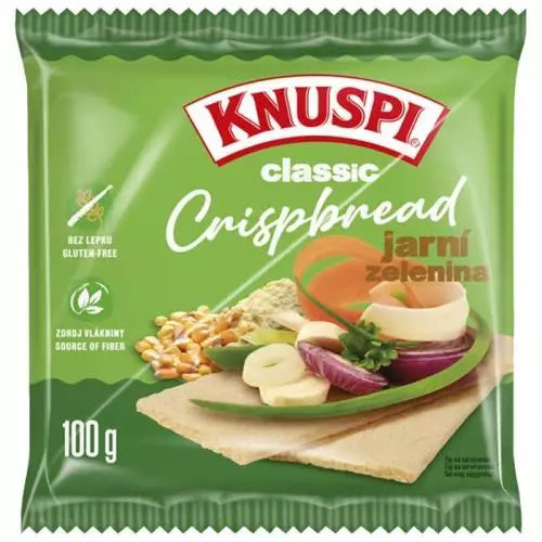 Knuspi Crispbread jarní zelenina křehký plátek