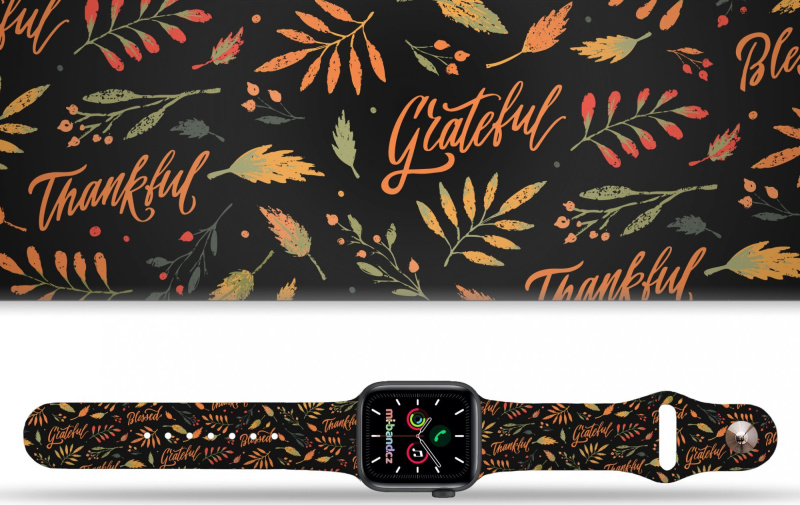 Mi-band Apple watch řemínek Díkuvzdání Rozměr: 38/40/41/42(S10)mm, barva pásku: černá