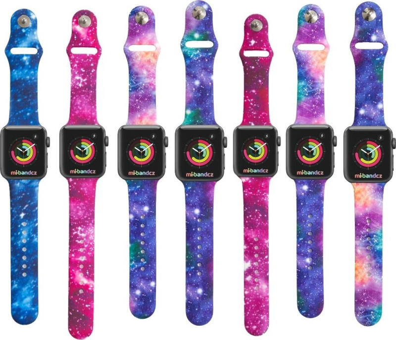 Mi-band Apple watch řemínek Galaxie Barevná varianta: Galaktická, Pro Apple Watch velikost: 42/44/45mm, Velikost náramku: L (Obvod ruky 18,5 - 23cm)