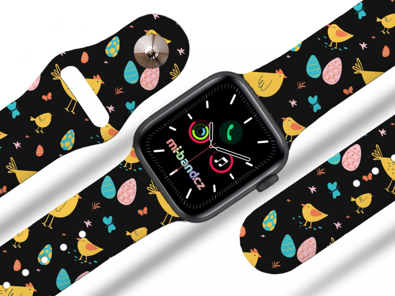 Mi-band Apple watch řemínek Slepičky Rozměr: 38/40/41/42(S10)mm, barva pásku: černá