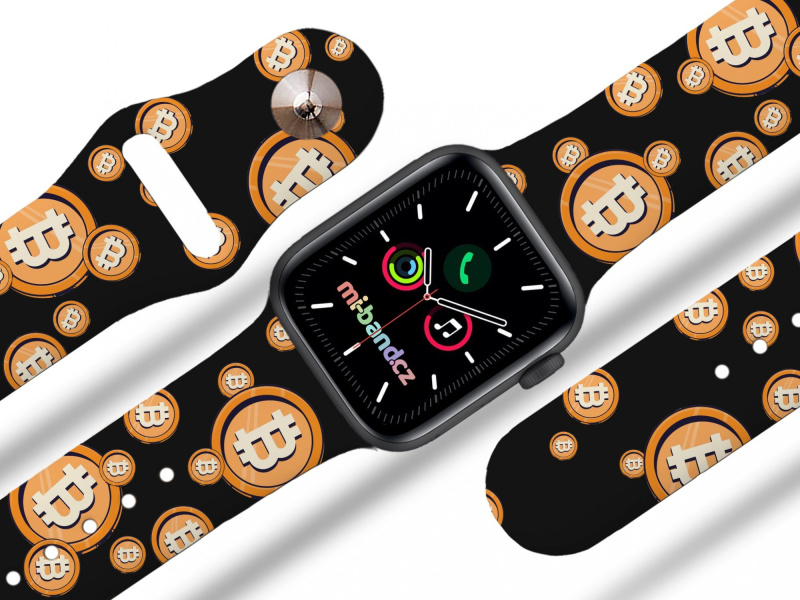 Mi-band Apple watch řemínek Bitcoin Barva: Černá, Rozměr: 38/40/41/42(S10)mm
