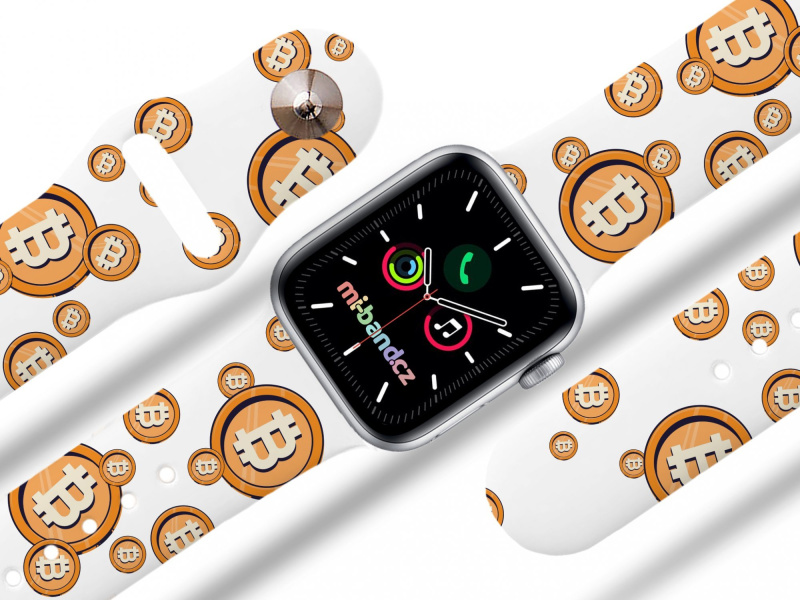 Mi-band Apple watch řemínek Bitcoin Barva: Bílá, Rozměr: 42/44/45/46/49mm