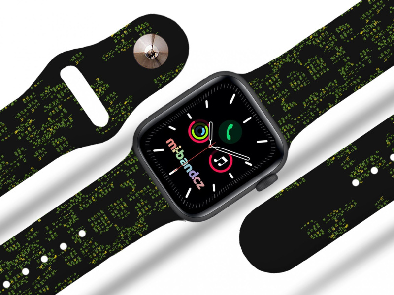 Mi-band Apple watch řemínek Matrix bitcoin Barva: Černá, Rozměr: 42/44/45/46/49mm