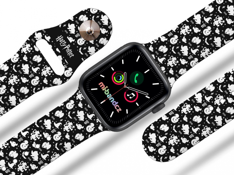 Miband Apple watch řemínek Harry Potter - Harry Potter charms 3 Rozměr: 38/40/41/42(S10)mm, barva pásku: černá