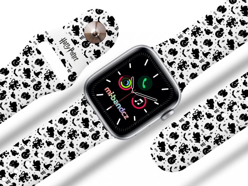Miband Apple watch řemínek Harry Potter - Harry Potter charms 3 Rozměr: 38/40/41/42(S10)mm, barva pásku: bílá