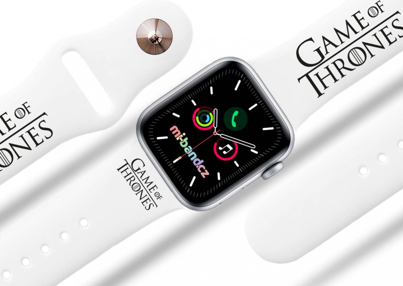 Miband Apple watch řemínek GOT - Logo Rozměr: 42/44/45/46/49mm, barva pásku: bílá