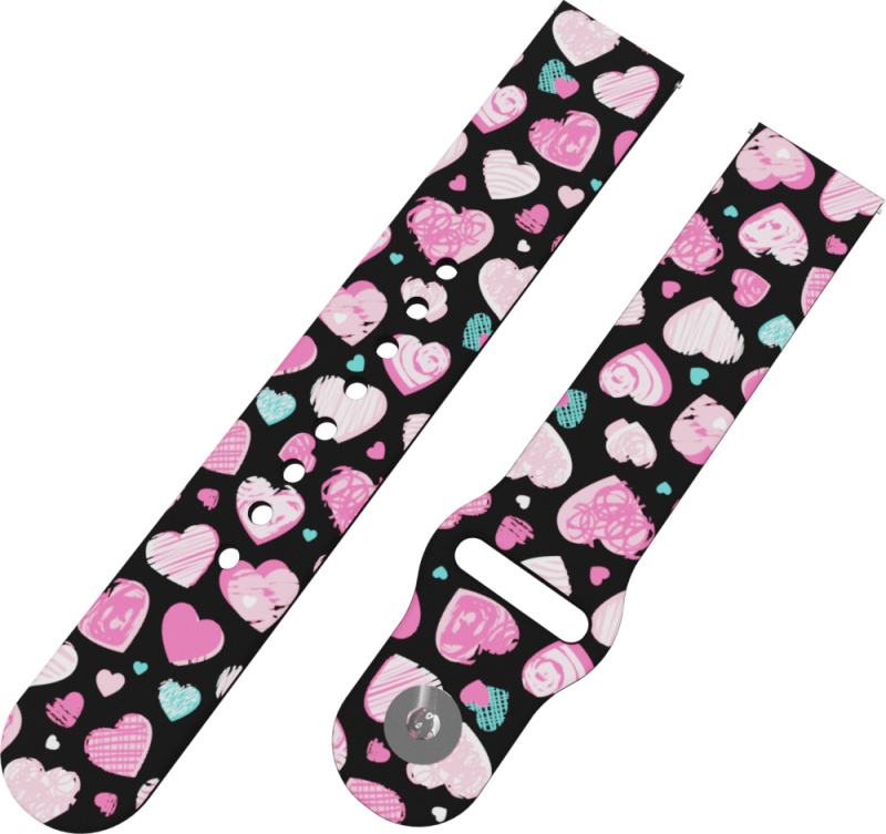 Strapido RŮŽOVÁ A MODRÁ SRDÍČKA řemínek 22 mm