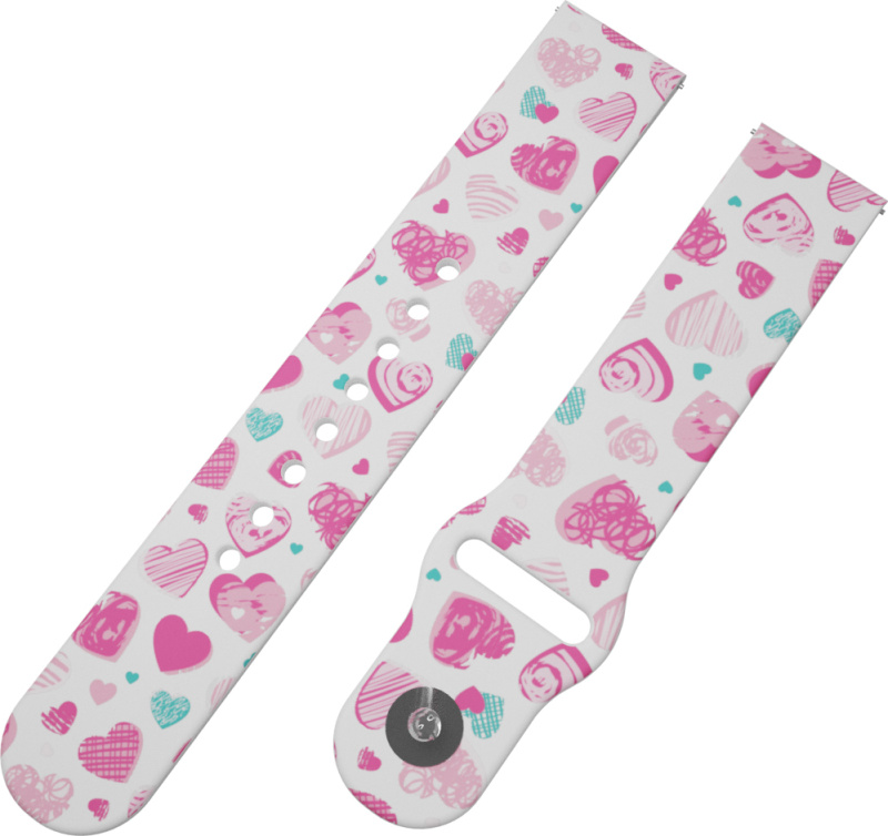 Strapido RŮŽOVÁ A MODRÁ SRDÍČKA řemínek 22 mm