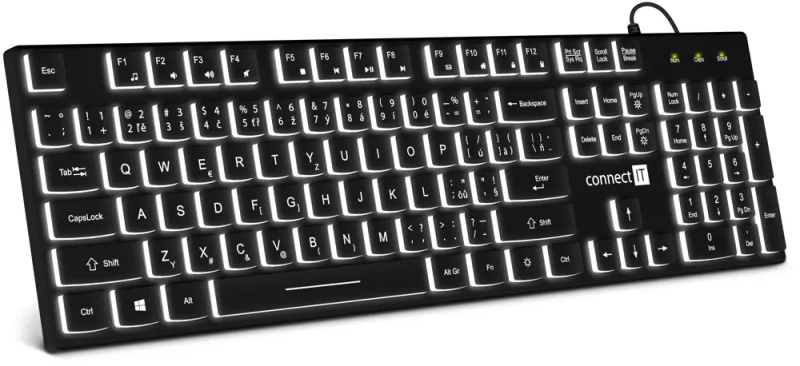 CONNECT IT Chocolate WhiteStar kancelářská podsvícená klávesnice (CZ + SK verze) černá CKB-5051-CS Černá