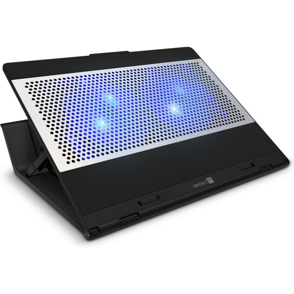 CONNECT IT FrostBlast chladicí podložka pod notebook s modrým podsvícením černá CCP-7100-BK Černá