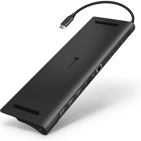 CONNECT IT USB-C dokovací stanice, 11v1 (2xHDMI), externí antracitová CHU-9010-AN Černá