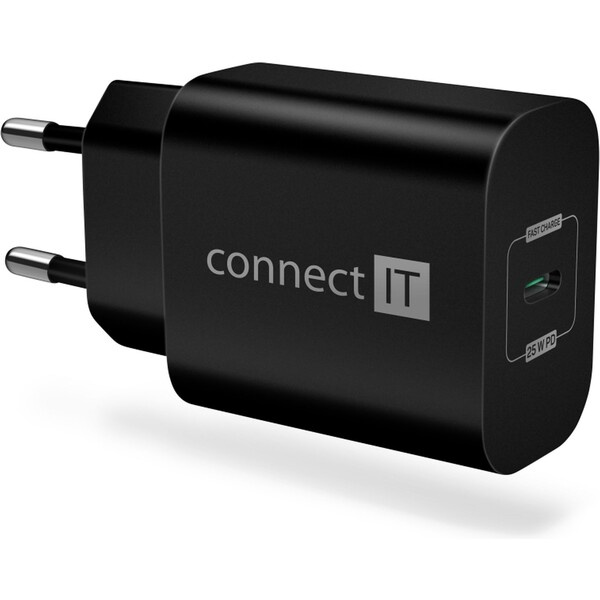 CONNECT IT Voyager2 nabíjecí adaptér 1×USB-C černý 25W PD CWC-2070-BK Černá