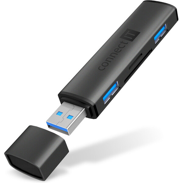 CONNECT IT COMPACT 4v1 USB-A hub + čtečka karet CHU-4060-AN Antracitová