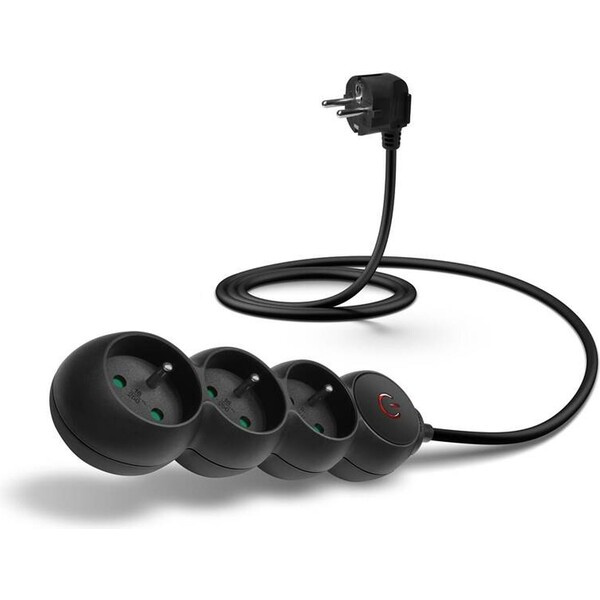 CONNECT IT prodlužovací kabel 230 V, 3 zásuvky, 1,5 m, s vypínačem (černý) CES-1014-BK Černá