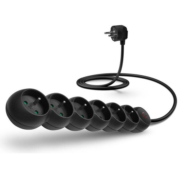 CONNECT IT prodlužovací kabel 230 V, 6 zásuvek, 5 m, s vypínačem (černý) CES-1015-BK Černá