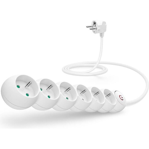CONNECT IT prodlužovací kabel 230 V, 6 zásuvek, 5 m, s vypínačem (bílý) CES-1015-WH Bílá