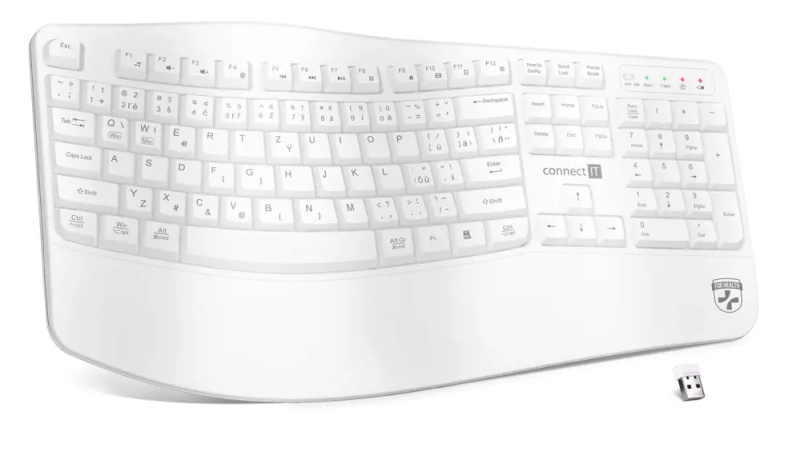 Connect IT For Health CZ + SK verze ergonomická klávesnice bílá