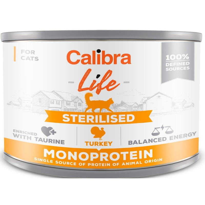 Calibra Cat Life konzerva pro kastrované kočky s krůtím
