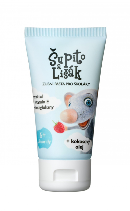 Šupito & Lišák Šupito a Lišák zubní pasta pro školáky s příchutí malin (6+ let), 50 ml