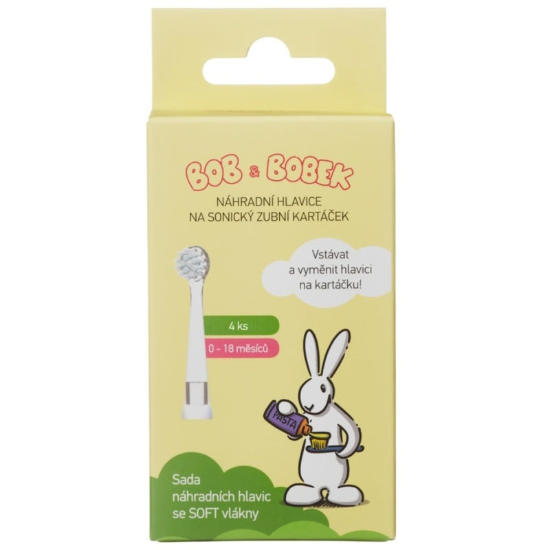 Bob & Bobek Bob a Bobek baby náhradní hlavice, 0-18 měsíců, 4 ks