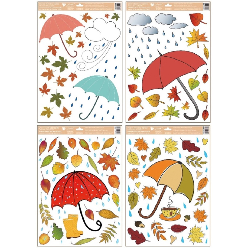 Anděl Přerov Okenní fólie podzimní deštníky, různé druhy, 1 ks, 35 x 50 cm