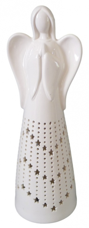 Dekorace Anděl porcelánový hvězdy s LED 32,5 cm Anděl Přerov s.r.o.