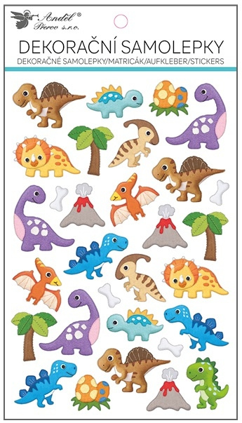 Samolepky dinosauři plastické 14,5 x 25 cm Anděl Přerov s.r.o.